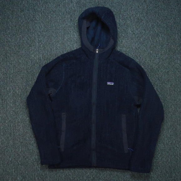Patagonia Jacket Mens Small Blue Arctos Hoody Fleece Full Zip Pockets Hooded VTG